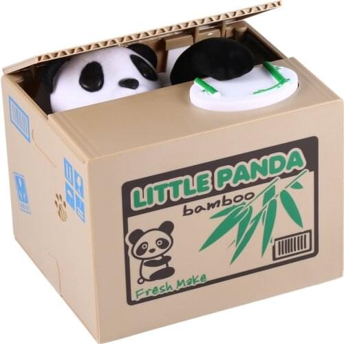 Automated cat steal coin bank kitty panda money boxstorage jar for kids money bank novelty toys/gift Light Weight