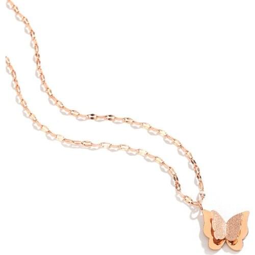 Butterfly Multilayer Necklaces Stainless Steel Gold Pendant Chokers Necklace Sets Trendy Jewelry As New Arrival Valentines Gift