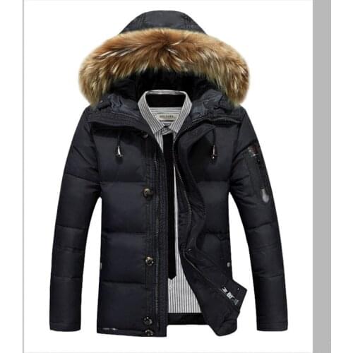 White Mens 2020 Duck Down Jacket Warm Winter Coat Fur Collar Male Jacket Hooded Parkas Hombre Casaco Masculino WXF305