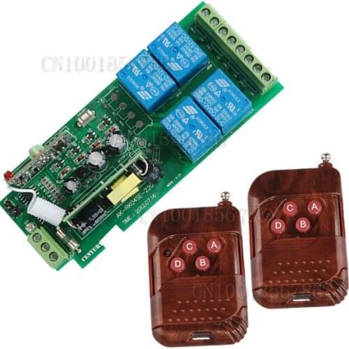 Wireless Remote Control Switch System AC85V~250V 110V 220V RF 4 Relay 200M Wide Voltage Multi-Function