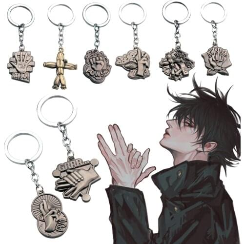 Anime Jujutsu Kaisen Gojou Satoru Ryoumen Sukuna Itadori Yuuji Key Chains Gesture Keychains Zinc Alloy Pendant Key Rings Holder