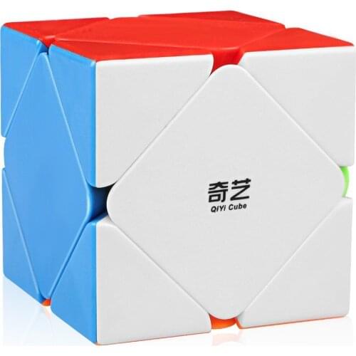 Qiyi Skew Fast Speed Cube Stickerless Magic Cube 3D Puzzle Twist Toys for Kids Pack With Color Box 1pcs Safe ABS Professional