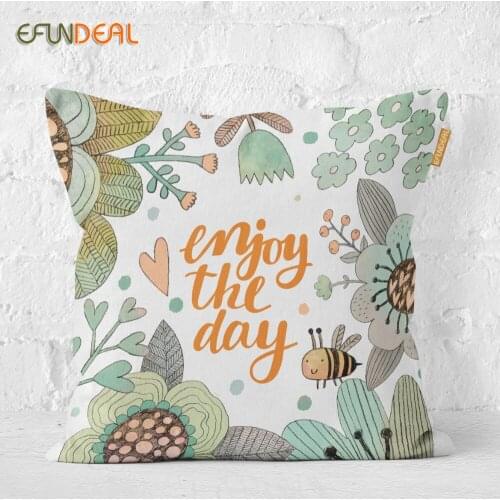 Home Decorative Cushion Cover Throw Pillow Case For Sofa Couch Bed Chair Happy Gardon Floral Bunny Bear 45*45cm/60*60cm