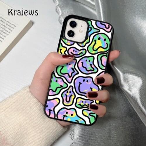 Krajews Trippy face coque Phone Case for iPhone 12 mini 5 6S 7 8 PLUS X XS XR 11 PRO MAX SE 2020 Back Cover Funda Shell