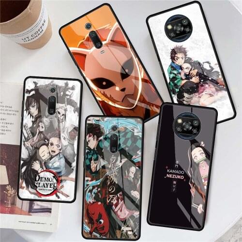 Demon Slayer Kimetsu No Yaiba Phone Case For Xiaomi Redmi Note 9S 8 Pro 9 7 8T 10 5G 9C K40 9A 8A 9T Tempered Glass Cover Shell