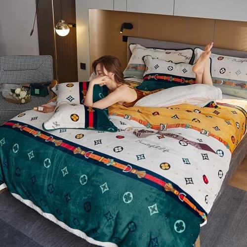 Home Textiles Simplicity Winter Quilt Cover Soft Warm Lamb Cashmere Falier Duvet Cover Fleece Pillowcase Bedding Cover Sets