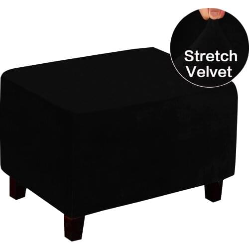 Real Velvet Form Fit Stretch Round Folding Storage Covers Ottoman Washable Sleeve Removable Elastic Footstool Protector Covers