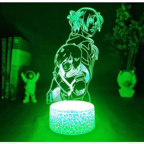 Attack on Titan Anime Figure Annie Leonhart Led Night Lights Gift RGB Flashing Colorful Mikasa 3D Lava Lamp Bedroom Table Decor