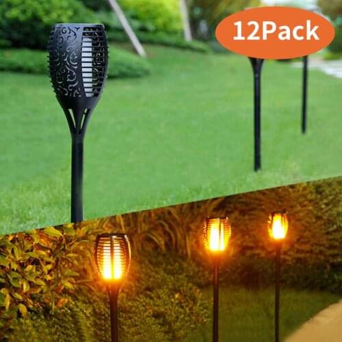 VIP 12LED Solar Flame Torch Light Flickering Waterproof Garden Decor Landscape Lawn Lamp Path Lighting Torch Outdoor Light