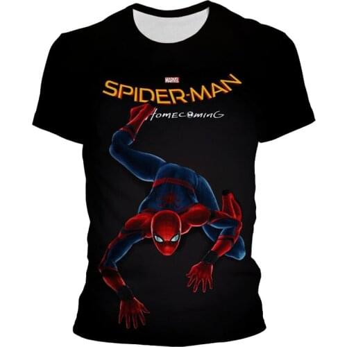 T-shirts Man Summer Marvel Super Hero Spider Man 3D Print Womens Clothing Harajuku Style Cool Boy Girl Kids Tee Shirt