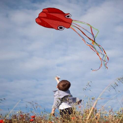 Kite Mollusc Octopus Kite Long Colorful Tail Easy to Fly Kites for Kids Ages 4-8 and Kites for Adults With 100m Kite String