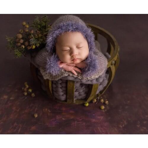 Newborn boy photo outfit romper and hat photo props sleeping hat Knit baby soft bonnet and romper full set