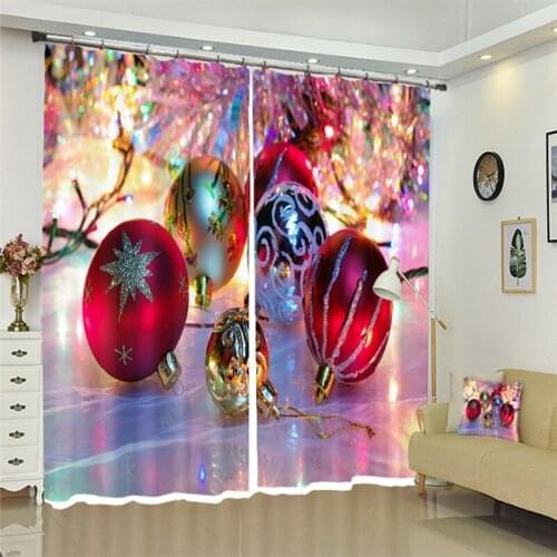 Colorful ball Christmas Decorative Luxury 3D Curtains Drapes For Living room Bed room Hotel Wall Tapestry Cortinas