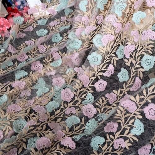 3D Embroidery Lace Mesh Fabric Womenc Dress ChildrenS Clothing Garment Fabric Handmade Material