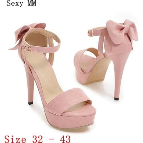 Summer Pumps Women Peep Toe High Heels Party Wedding Platform Gladiator Sandals Woman High Heel Shoes Plus Size 32 - 40 41 42 43