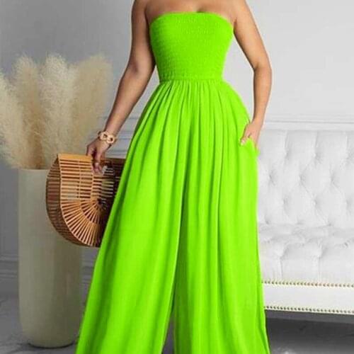 Best Selling Women Strapless Solid Color Jumpsuits 2021 Summer Latest Plus Size S-5XL Charming Sleeveless Backless Loose Rompers