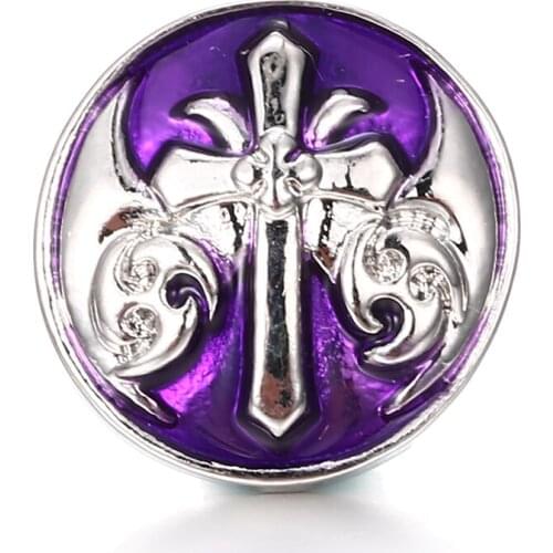 4 colors Cross Ginger Snap Button Jewelry Crystal Enamel Process 18MM Metal Snap Buttons for Snap Bracelet Gift