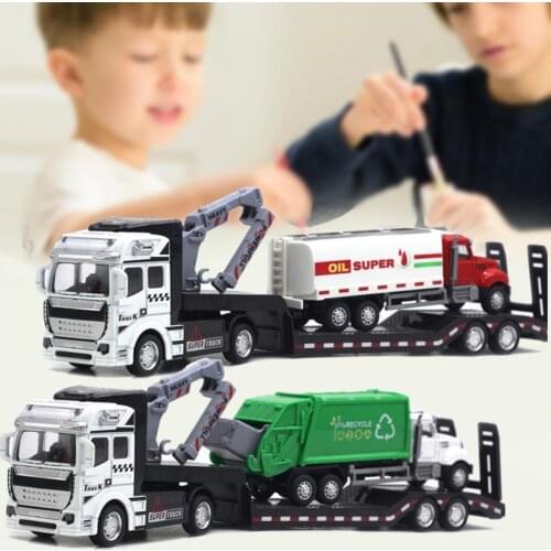 Truck Model Multiple Designs Pull-back Style 1/50 Scale Trailer Garbage Truck Sanitation Car Model for Child