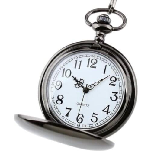 Fashion Smooth Pocket Watch Arabic Numerals Round Dial Pendant Necklace Quartz Watches Clock For Women Men Simple Pocket Watch