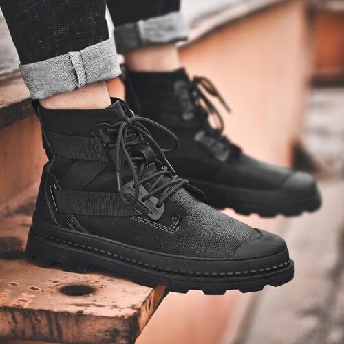 New Winter Mens Boots Genuine Leather Outdoor Casual Shoes Men Motorcycle Boots With Fur Fashion Military Tactical Snow Boots