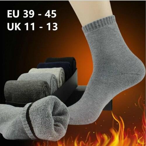 Mens Cotton Winter Middle Ankle Thick Terry Loop Hosiery Man Keep Warm Sock Professional Running Workers Socks Size 39-45