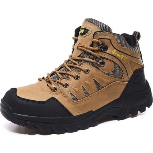 2021 New Mens Outdoor Hiking Shoes Mountaineer Climbing Sneaker Male Waterproof Tactical Hiking Shoes Non-slip Men Camping Boot