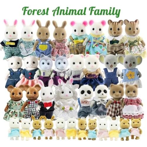 Forest Family Dolls Set Miniature Pretend Play Toy Simulation Rabbit Koala Bear Dolls Limited Collection Girls Dropshipping