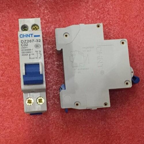 New CHINT Miniature circuit breaker DZ267-32 1P+N C32 32A Home circuit breaker Circuit protector switch