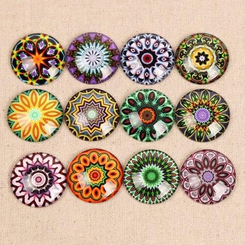 Onwear pattern mandalas photo round dome glass cabochon 30mm 12mm 25mm 20mm diy flat back jewelry findings for pendant necklace