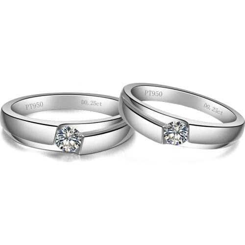 14K 585 White Gold Couple Rings for Lovers Tested Positive 0.25Ct each D VVS1 Moissanite Rings His and Her Jewelry AU585