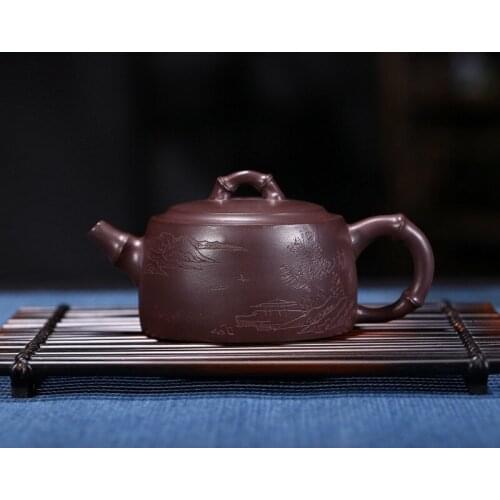 Sand pot of rhyme yixing are recommended by sea Chen Miao all handmade bamboo wide mouth pot of tea is special