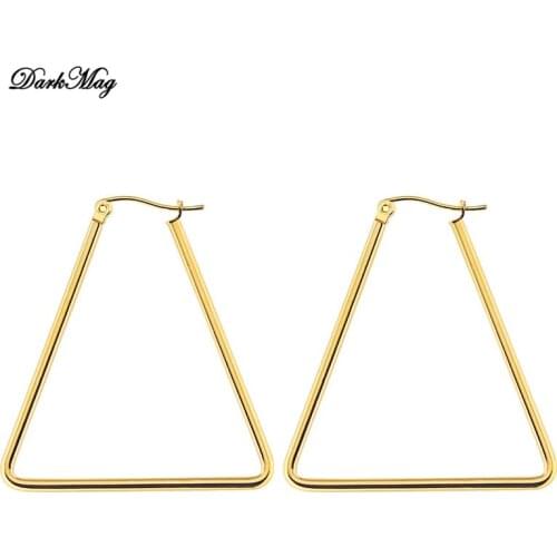 DarkMag Personality Simple Metal Triangle Geometric Earrings Vintage Hoop Earrings For Women Fashion Jewelry Accessories Gift