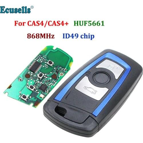 3 Buttons keyless Remote Key 868MHz HUF5661 For BMW 5 7 F Series F30 X5 X6 E39 CAS4 CAS4+ with ID49 chip Blue with insert key