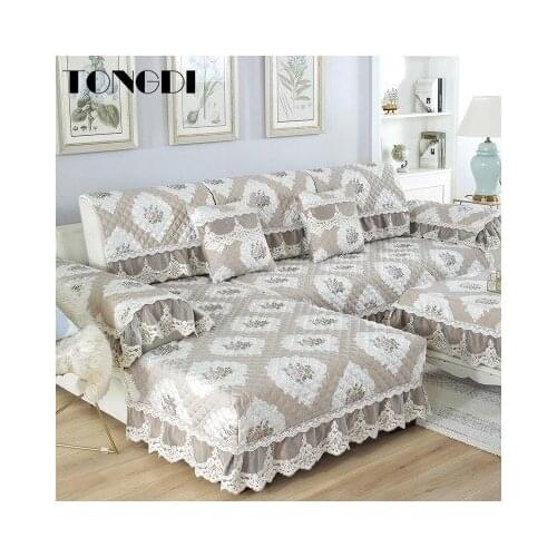 Tongdi Luxury Thick Luxury Sofa Cover Elegant Towel Lace Convenient Slipcover Anti-skid Seat Couch Decor For Parlour Living Room