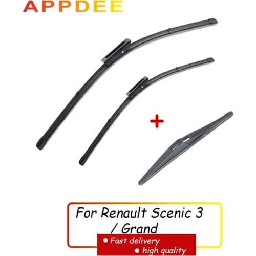 APPDEE Wiper Front Rear Wiper Blades For Renault Scenic 3 / Grand 2009-2016 2015 2014 2013 2012 Windshield Windscreen 28"26"12"
