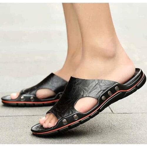 Slippers Men MenS Leather Flip Flops Male Slipper Sandals Ladies Not Casual Leather Shoesflats Tennis Clogs Footwear Boty