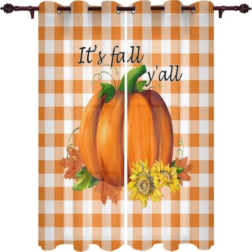 Modern Curtains Autumn Pumpkin Sunflower Baby Room Bedroom Creative Window Curtains Kitchen Living Room Terrace Valance Curtains