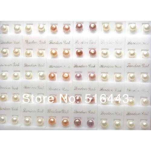 Hot Sale 100pcs Natural Freshwater Pearls Silver Plated Women Stud Earrings Wholesale Fashion Jewelry Lots A-024