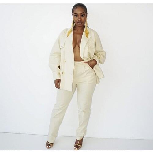 Womens Sporty Suit Autumn Winter Clothing Streetwear Notched Neck Long Sleeve Jacket Coat and Jogger Sweatpant Two Piece Sets