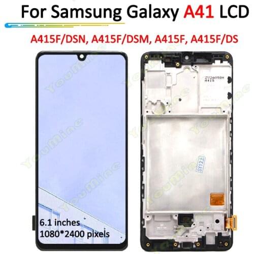 OLED 6.1"For Samsung galaxy A41 A415 A415F LCD Display Touch Screen Digitizer with frame For Samsung A41 A415 LCD
