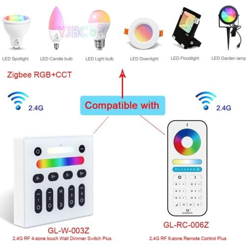 Zigbee 3.0 2.4G RF RGB CCT LED Controller 6-zone Remote 4-zone Touch Panel Wall Switch Control all GLEDOPTO Soposh Bulb Light
