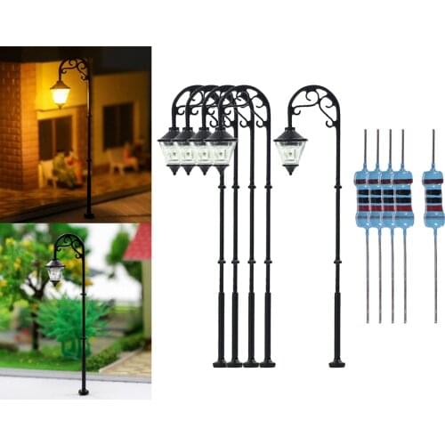 10pcs Model Railway Train Lamp Post, 6.3cm or 2.48inch Street Lights ,HO Scale LEDs