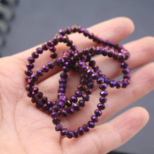 140Pcs/Lot 4mm*3mm Glass crystal beads Loose Rondelle Dark PurpleColor Jewelry accessoires