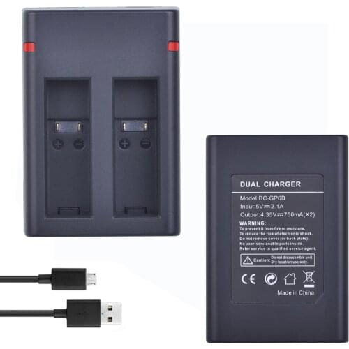 1x ASBBA-001 ASBBA 001 Dual USB Battery Charger with Type C Port for Gopro Fusion Battery for Gopro Fusion 360 Degree Camera