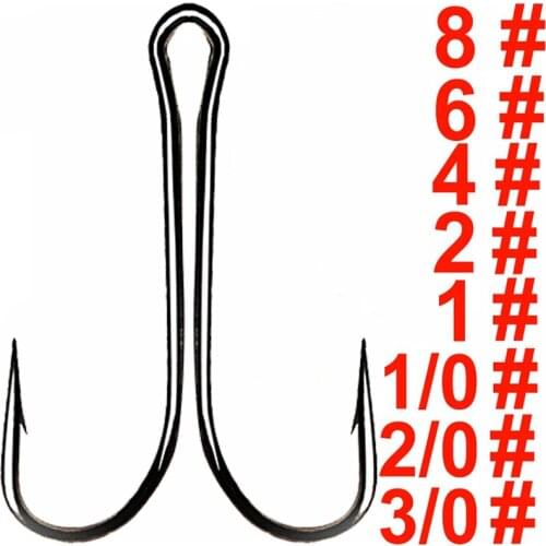 20pcs Or 50pcs Double Fishing Hook Fly Tying Double Hook for Jig Bass Bait Lure Fishhook Size 1 2 4 6 8 1/0 2/0 3/0 Fish Tool
