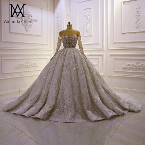 2022 Model Design Lace Applique Sexy See Through Luxury Wedding dress