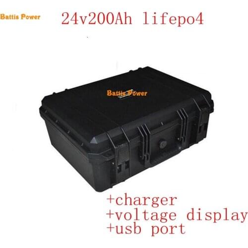 24v 200Ah waterproof LiFepo4 lithium battery pack for golf trolle camper caravan motorhome solar energy RV EV +20A Charger