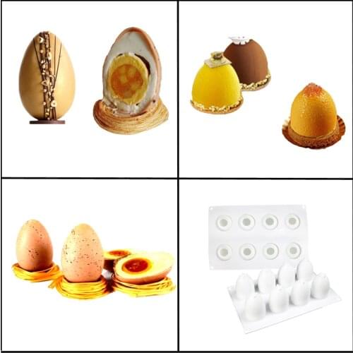 Meibum 4 Styles French Dessert Easter Egg Shape Silicone Cake Mold Chocolate Cupcake Mould Truffle Mousse Decorating Tools