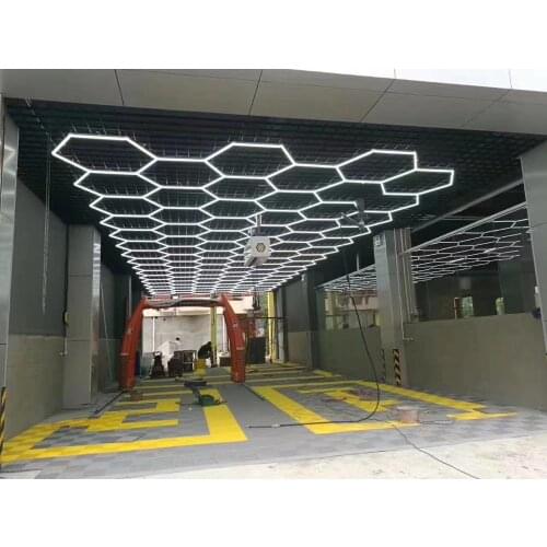 5*8M Customized Hexagrid Garage Led Lighting for Detailing Auto Car Repair Workshop