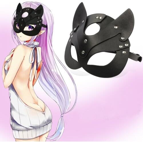 Fetish Head Mask BDSM Bondage Restraints Faux Leather Rabbit Cat Ear Bunny Mask Roleplay Sex Toy For Men Women Cosplay Games